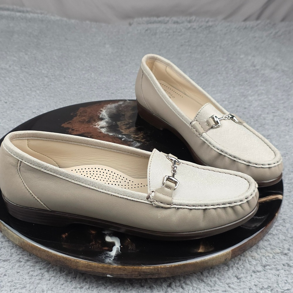 SAS Women's Cream Leather Loafers with Silver Bit - Picture 2 of 8